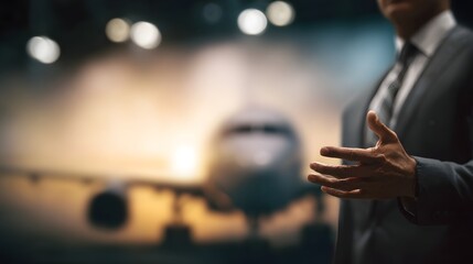 Obraz premium Government official presenting public private partnership in aviation industry