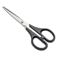 Black Handled Silver Scissors Isolated on White Background