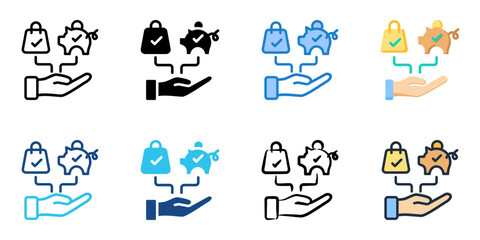 Shop and save icon set multiple style collection 
