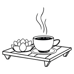 Vietnamese Lotus Tea with Bamboo Tray Adobe Illustrator Artwork