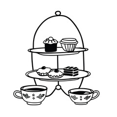 Obraz premium British Afternoon Tea with Scones and Fine China Adobe Illustrator Artwork