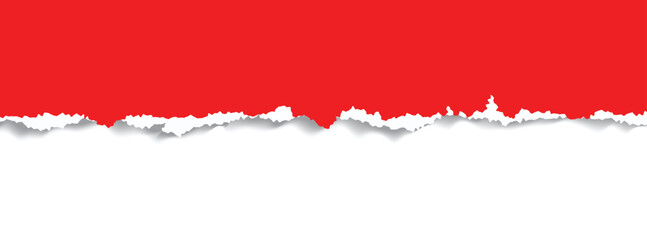 Realistic torn paper edge. Ripped red paper mockup isolated on transparent background. Piece of rip paper PNG. mockup template 