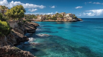Fototapeta premium Coastal resort landscape turquoise bay