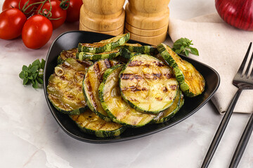 Vegan cuisine Grilled zucchini slices