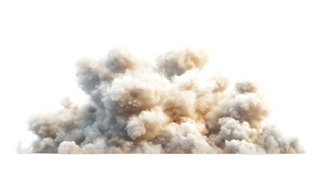 Massive dust cloud explosion billowing upwards creating dramatic atmospheric effects and powerful visual impact for action scenes