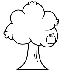 apple counting tree 1 apple outline