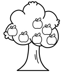 apple counting tree 6 apple outline