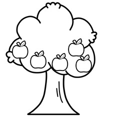 apple counting tree 5 apple outline
