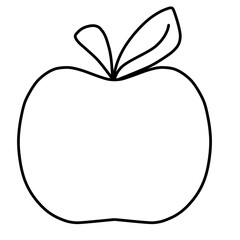 apple fruit black white outline