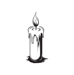 Cartoon style vector illustration of a burning candle with a warm flame and a cute expression isolated on a white background
