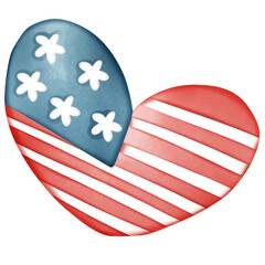 American flag heart with vibrant star cluster and bold red stripes