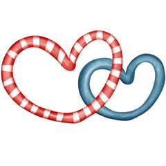 Candy Cane Hearts Intertwined in Patriotic Colors