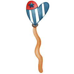 Firework Heart with Blue Stripes and Orange Wand