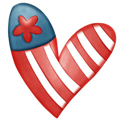 Patriotic heart with blue flower top design