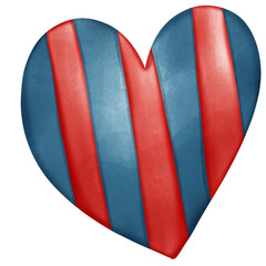 Patriotic Candy Heart with Diagonal Stripes