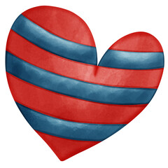 Red heart with horizontal bold blue stripes and a soft gradient finish