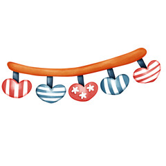 Red White Blue Hearts Hanging Garland