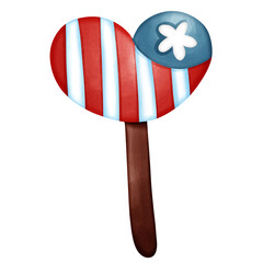 Red White Blue Striped Heart Lollipop
