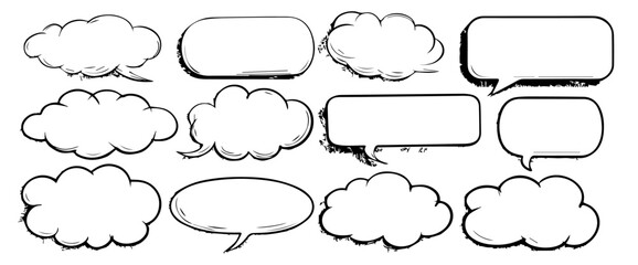 Obraz premium Speech Bubbles & Callouts, Sketch Vector Set