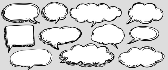 Fototapeta premium Speech Bubbles & Callouts, Sketch Vector Set