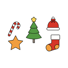 Xmas Symbol Icon Set On White Background