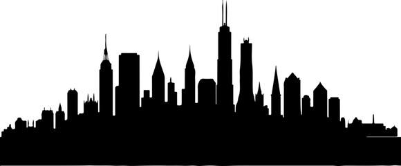 Obraz premium City Skyline, Urban Silhouette, Cityscape Art, Bundle