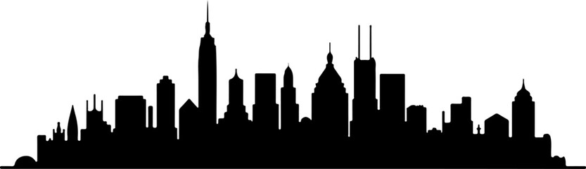 Obraz premium City Skyline, Urban Silhouette, Cityscape Art, Bundle