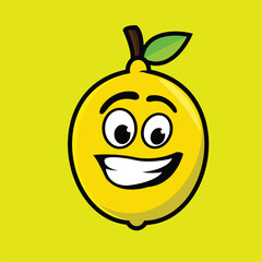 Smiling lemon cartoon mascot character. Vector illustration isolated on white background Vector