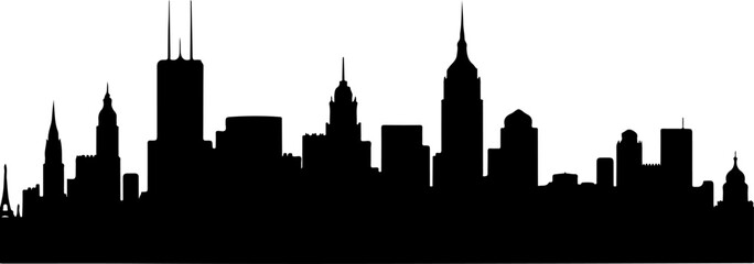 City Skyline, Urban Silhouette, Cityscape Art, 