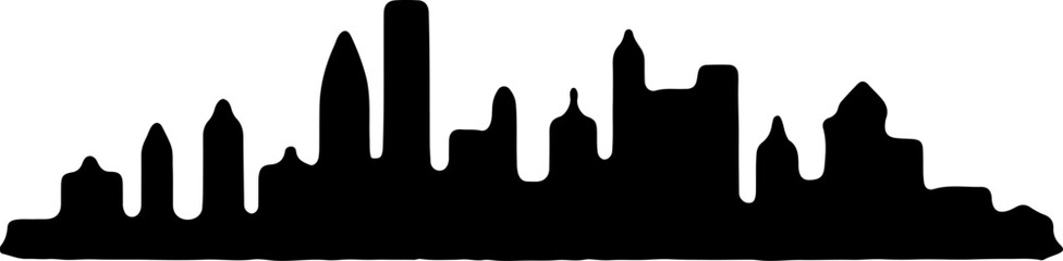 City Skyline, Urban Silhouette, Cityscape Art, 