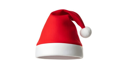 Surreal Floating Santa Hat on Clean White Background, Dreamlike and Magical Christmas Concept