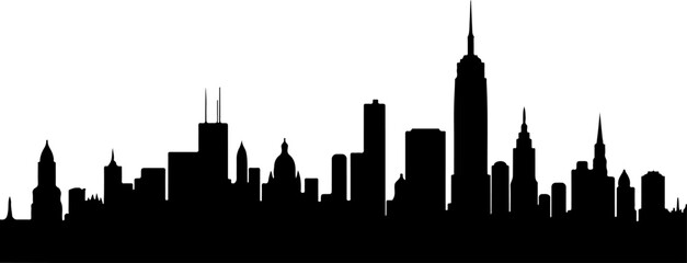 Obraz premium City Skyline, Urban Silhouette, Cityscape Art, 