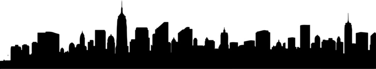 Naklejka premium City Skyline, Urban Silhouette, Cityscape Art, 
