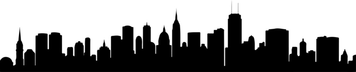 Obraz premium City Skyline, Urban Silhouette, Cityscape Art, 