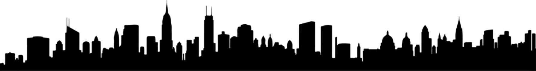 Fototapeta premium City Skyline, Urban Silhouette, Cityscape Art, 