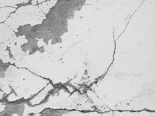 Crack wall texture background broken earthquake effect, whtie grey building cement damage pattern plaster grunge black line paint surface abstract, construction rough street concrete backdrop.
