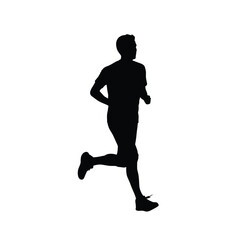 Black Silhouette of Male Runner in Motion