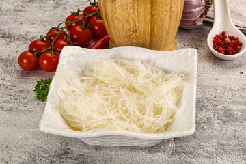 Glass noodle funchoza in the bowl