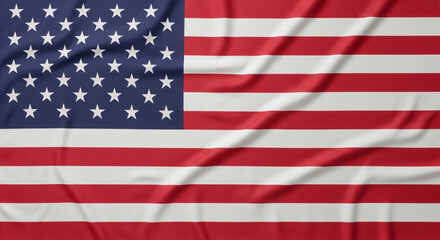 Fototapeta premium USA Flag with Realistic Fabric Texture and Slight Folds, Dark Tone and Subtle Dramatic Lighting, Full Flag Covering Entire Canvas - JPG