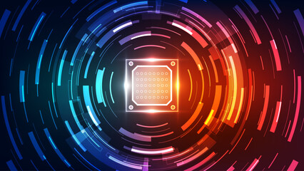 Colorful Futuristic Microchip Technology Background