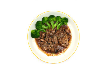 Chicken thighs marinated in sauce, sprinkled with sesame seeds, baked in a hot air fryer, look delicious.
