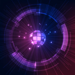 Digital Globe with Futuristic Purple Tech Ring