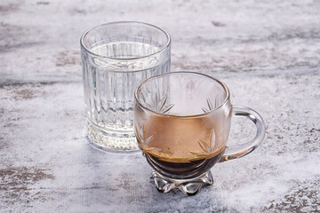 Hot strong espresso shot coffee