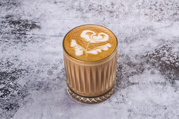 Hot cappuccino coffe in the glass