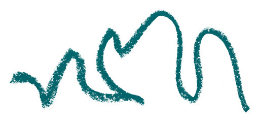 Green colored pencil drawing isolated on transparent background