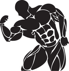 Vector art of bodybuilder flexing muscles isolated on white background design illustration