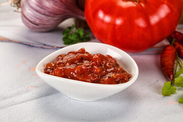 Salsa dip with chili and tomato