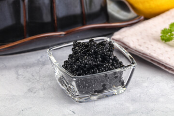 black sturgeon caviar in the bowl