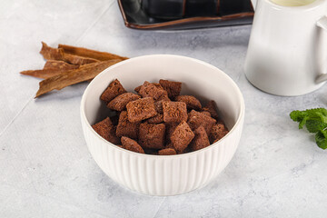 Dry sweet chocolate ceral flakes