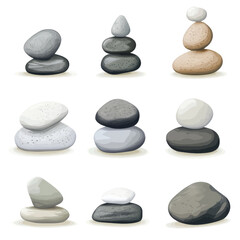 Fototapeta premium Balanced gray and white decorative stones create calming and serene atmosphere